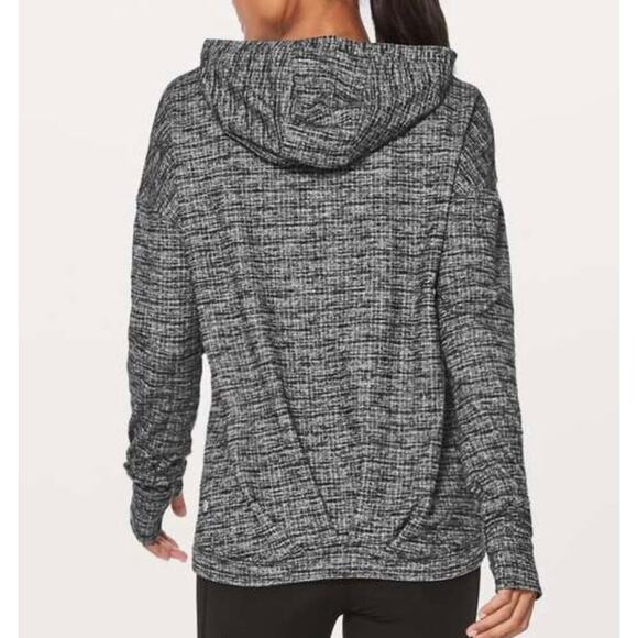 Lululemon Extra Mile Hoodie Sweatshirt Pullover Loose Fit Black White Size 12 - Picture 2 of 13